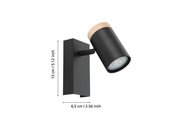 Vegglampe Eglo Cartagena Svart/Tre - Belysning - Innendørsbelysning & Lamper - Soveromslampe