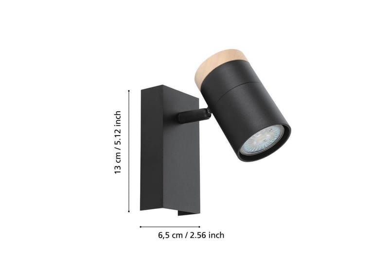 Vegglampe Eglo Cartagena Svart/Tre - Belysning - Innendørsbelysning & Lamper - Soveromslampe