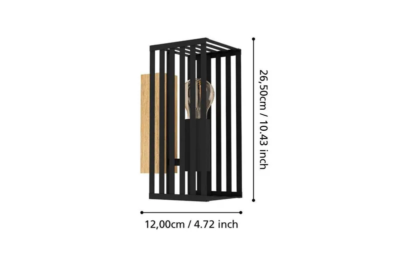 Vegglampe Eglo Cidraz Svart/Tre - Belysning - Innendørsbelysning & Lamper - Vegglampe