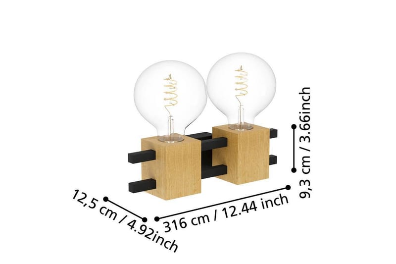 Vegglampe Eglo Levantara Svart/Tre med 2 Lamper - Belysning - Innendørsbelysning & Lamper - Vegglampe