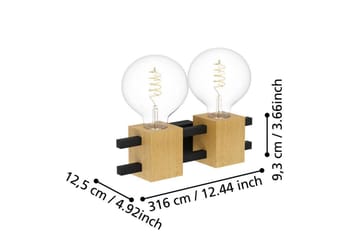 Vegglampe Eglo Levantara Svart/Tre med 2 Lamper - Belysning - Innendørsbelysning & Lamper - Soveromslampe