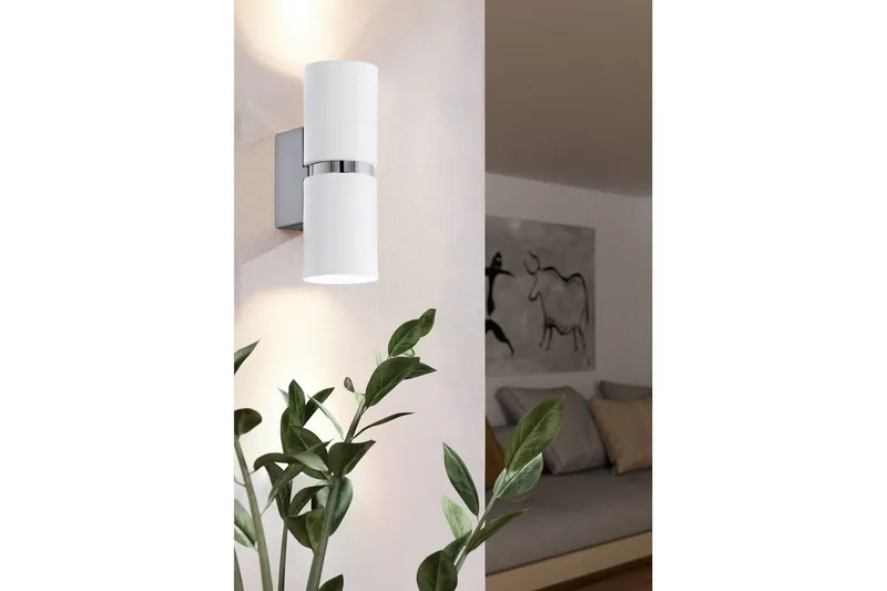 Vegglampe Eglo Passa Ø60 mm krom, hvit - Krom/Hvit - Belysning - Innendørsbelysning & Lamper - Soveromslampe