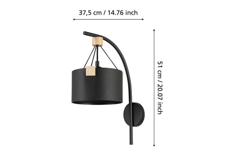 Vegglampe Eglo Potosi Svart/Tre - Belysning - Innendørsbelysning & Lamper - Vegglampe