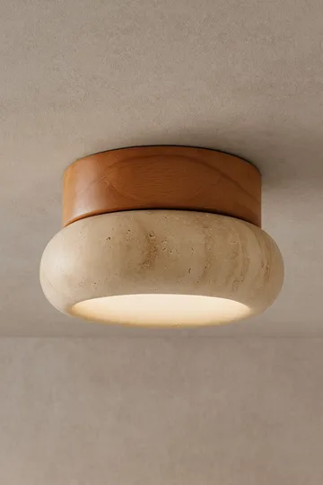 Eryvin vegglampe 15 cm rund - Eik Beige - Belysning - Innendørsbelysning & Lamper - Vegglampe