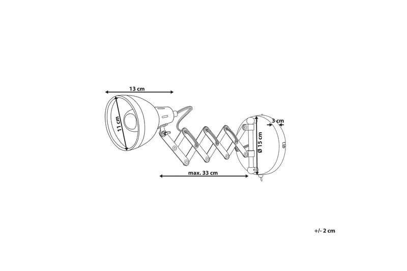 Harrington Vegglampe 33 cm - Sølv - Nattlampe vegg - Soveromslampe - Vegglampe - Veggarmatur