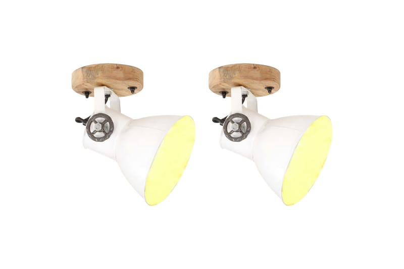 Industrielle vegg-/taklamper 2 stk hvit 20x25 cm E27 - Hvit - Belysning - Innendørsbelysning & Lamper - Vegglampe