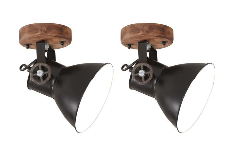 Industrielle vegg-/taklamper 2 stk matt svart 20x25 cm E27 - Svart - Belysning - Innendørsbelysning & Lamper - Vegglampe