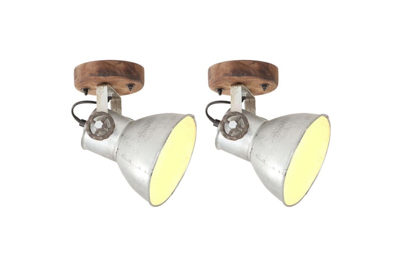 Industrielle vegg-/taklamper 2 stk sølv 20x25 cm E27 - Silver - Belysning - Innendørsbelysning & Lamper - Vegglampe