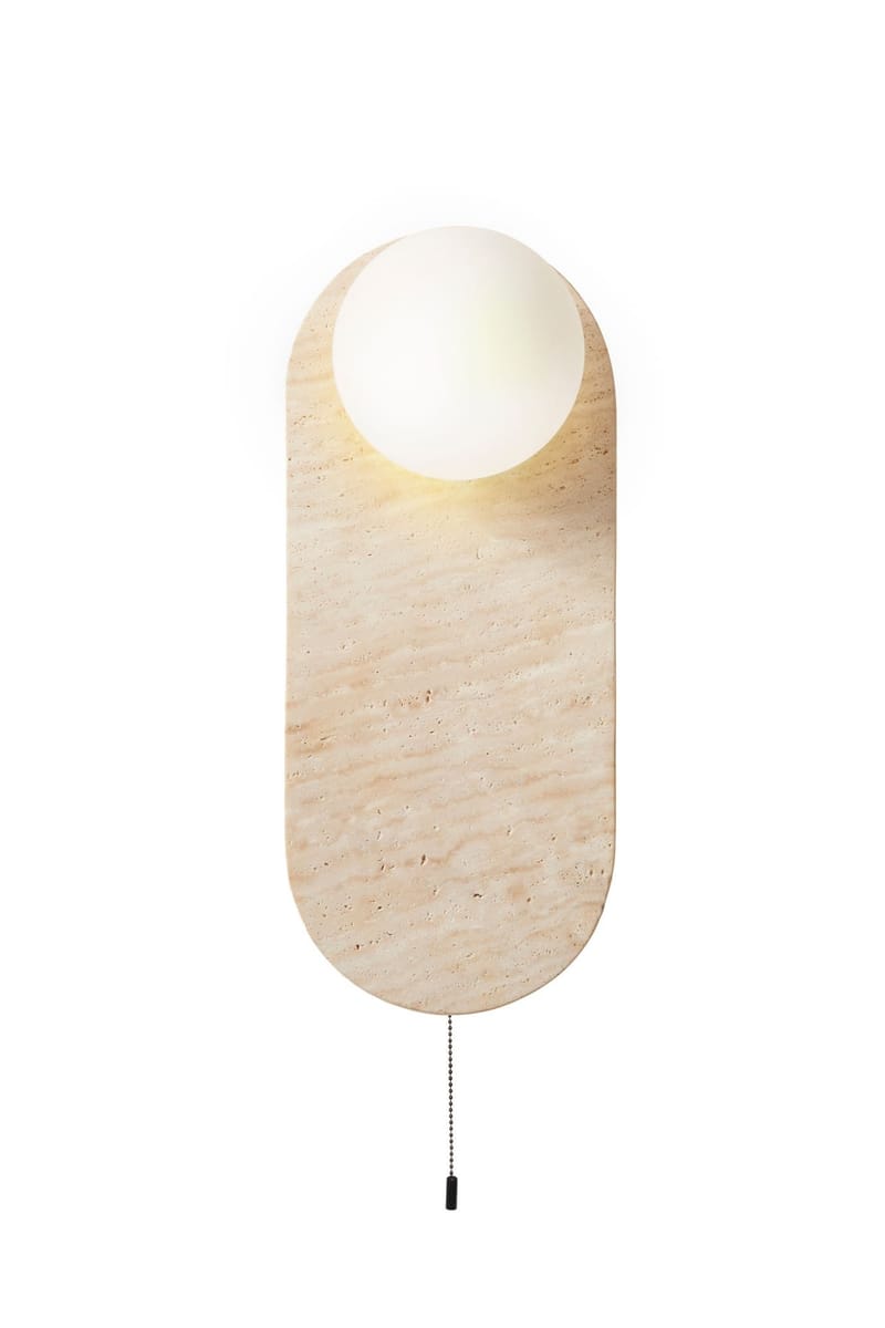Kummer vegglampe 10 cm oval, Beige og Hvit
