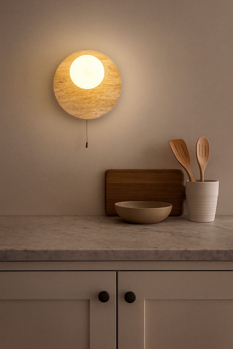 Kummer vegglampe 10 cm rund - Beige og Hvit - Belysning - Innendørsbelysning & Lamper - Vegglampe