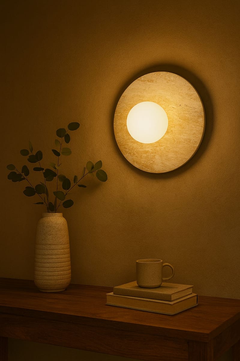 Kummer vegglampe 12 cm rund - Beige og Hvit - Belysning - Innendørsbelysning & Lamper - Vegglampe