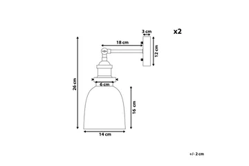 Lovataia Vegglampe 2 stk E27 - Svart - Belysning - Innendørsbelysning & Lamper - Vegglampe