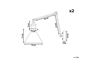 Narve Vegglampe 2 stk E27 - Svart - Belysning - Innendørsbelysning & Lamper - Vegglampe