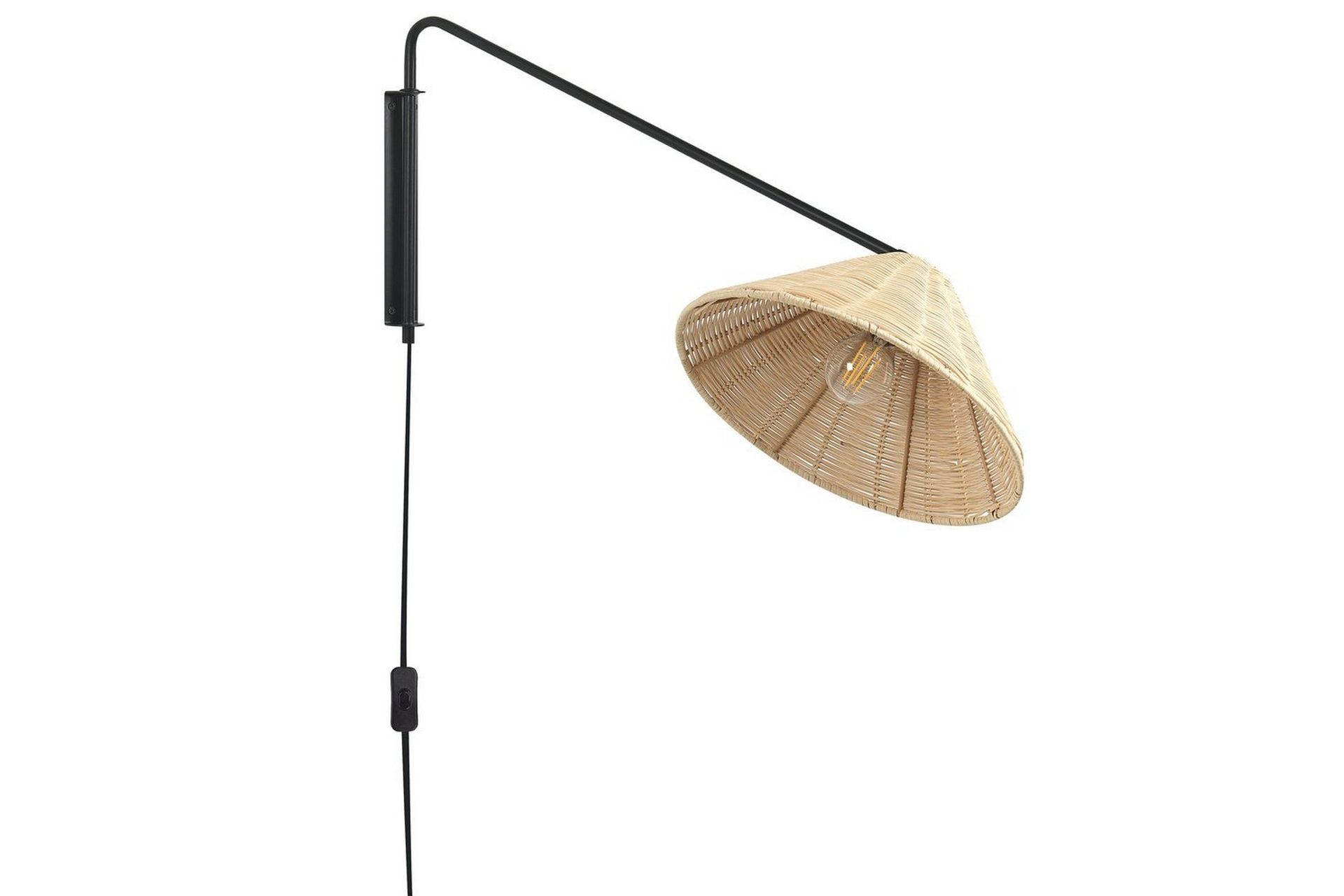 Thirassia Vegglampe E27 - Svart/Natur