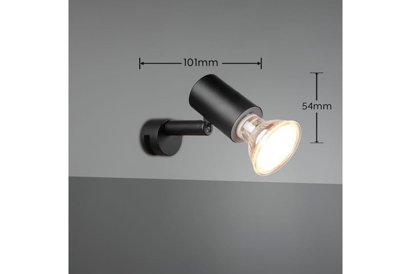 Trio Lighting Lorenzo H2O vegglampe 1L GU10 matt svart - Belysning - Innendørsbelysning & Lamper - Vegglampe