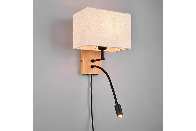Trio Lighting Nilam Vegglampe med leselampe 25 cm LED + E27 tre - Belysning - Innendørsbelysning & Lamper - Vegglampe