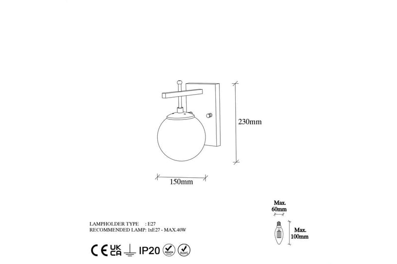 Vegg lampe Brentha Gull - Gull - Belysning - Innendørsbelysning & Lamper - Vegglampe