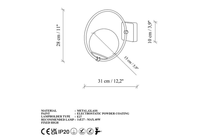 Vegg lampe Dolcer Gull - Gull - Belysning - Innendørsbelysning & Lamper - Vegglampe