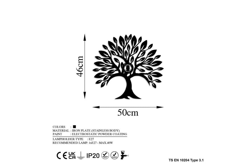 Vegg lampe Malti Tree Svart - Svart - Belysning - Innendørsbelysning & Lamper - Vegglampe