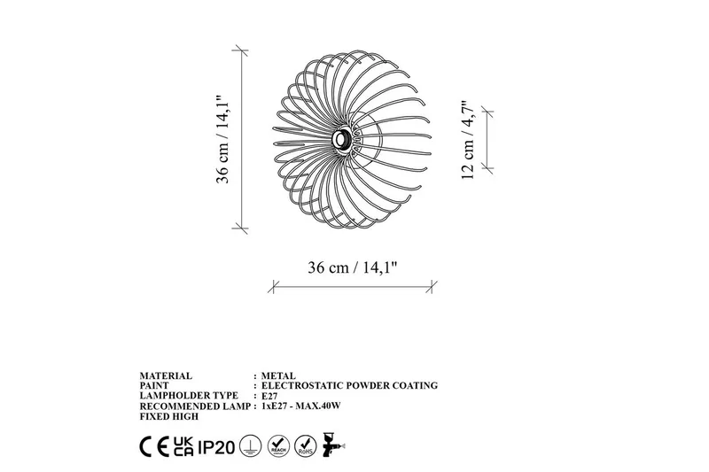 Vegg lampe Sadortel gull - 36 x 12 x 36 cm - Belysning - Innendørsbelysning & Lamper - Vegglampe