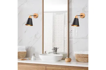 Vegg lampe Sudalwani Svart / Eik - Svart / Eik - Belysning - Innendørsbelysning & Lamper - Vegglampe