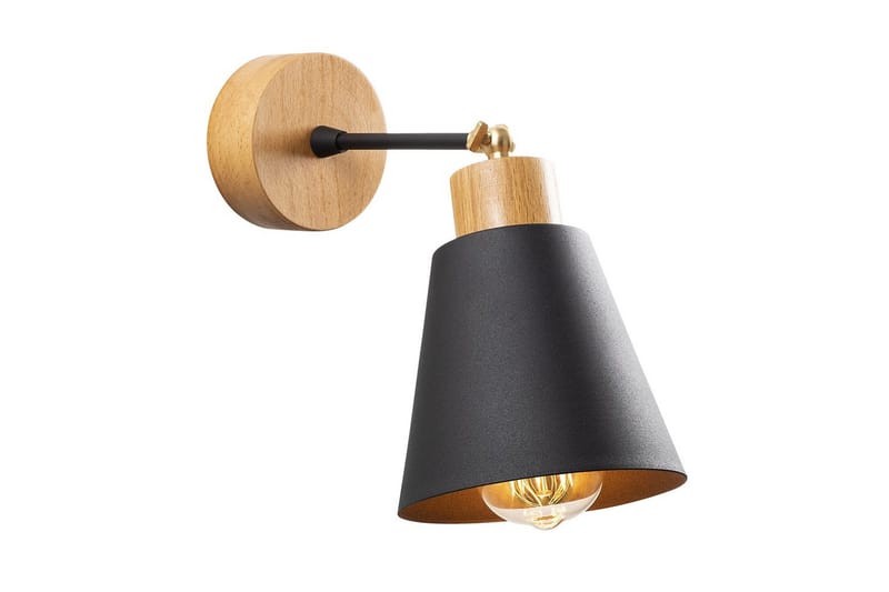 Vegg lampe Sudalwani Svart / Eik - Svart / Eik - Belysning - Innendørsbelysning & Lamper - Vegglampe