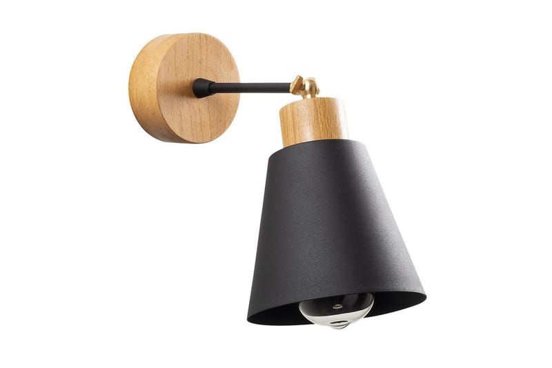 Vegg lampe Sudalwani Svart / Eik - Svart / Eik - Belysning - Innendørsbelysning & Lamper - Vegglampe