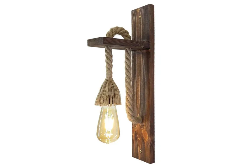 Vegg lampe Teyra Valnøtt, Rødfarget tre