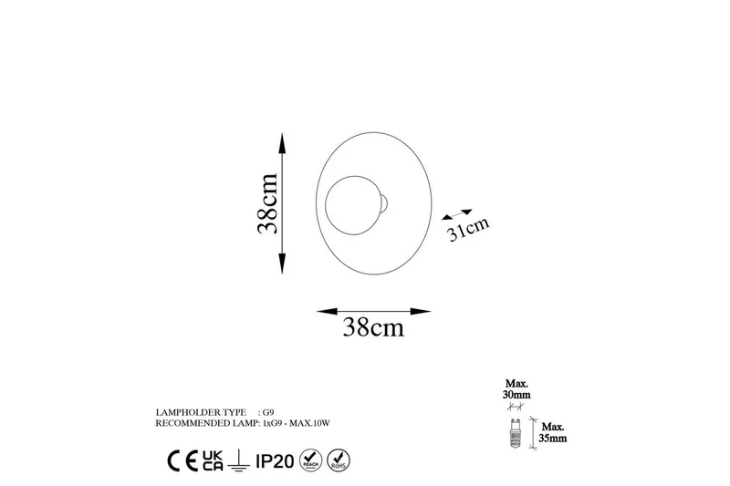 Vegg lampe Zindale Kobber - 38 x 31 cm - Belysning - Innendørsbelysning & Lamper - Vegglampe