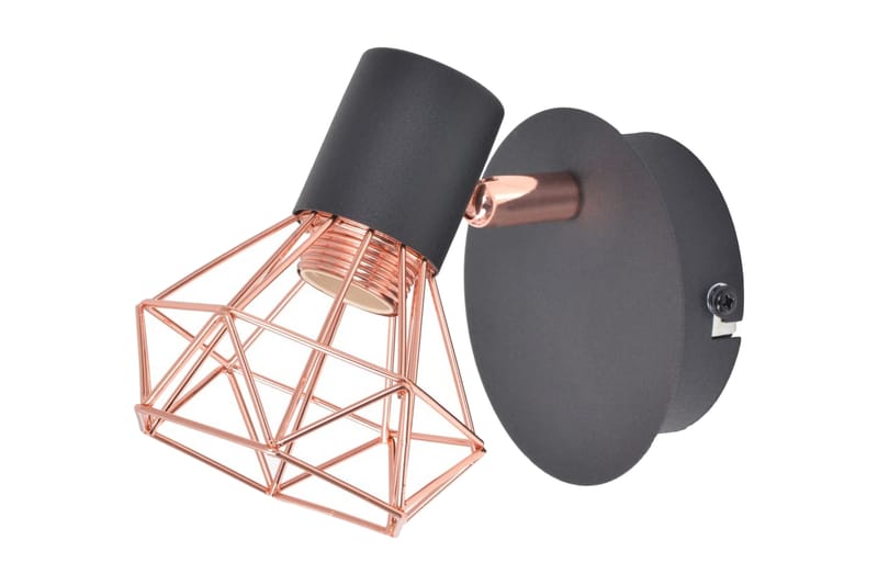 Vegglampe 2 stk E14 svart og kobber - Svart/Kobber - Belysning - Innendørsbelysning & Lamper - Vegglampe
