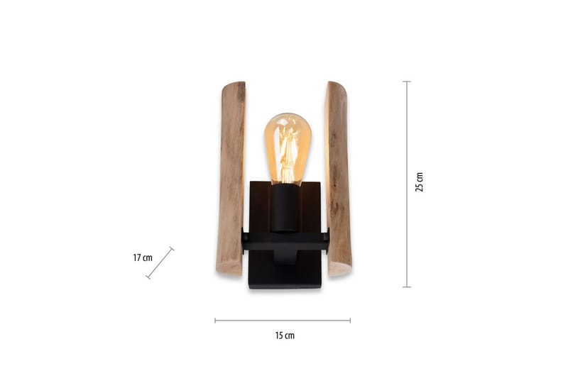 Vegglampe Log - 15x25x17 cm - Belysning - Innendørsbelysning & Lamper - Vegglampe