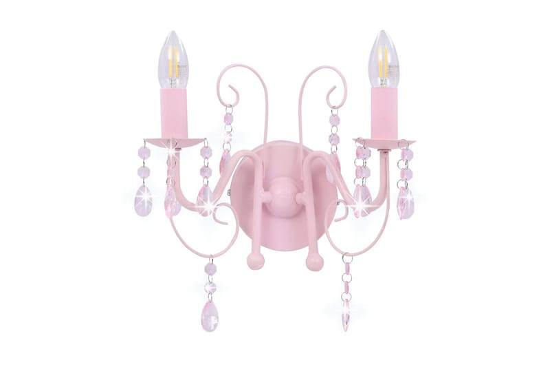 Vegglampe med perler rosa 2 x E14 lysprer - Rosa - Belysning - Innendørsbelysning & Lamper - Vegglampe