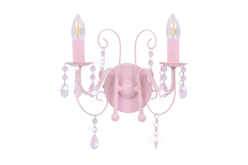 Vegglampe med perler rosa 2 x E14 lysprer - Rosa - Nattlampe vegg - Vegglampe - Veggarmatur - Soveromslampe