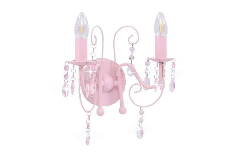 Vegglampe med perler rosa 2 x E14 lysprer - Rosa - Nattlampe vegg - Soveromslampe - Vegglampe - Veggarmatur