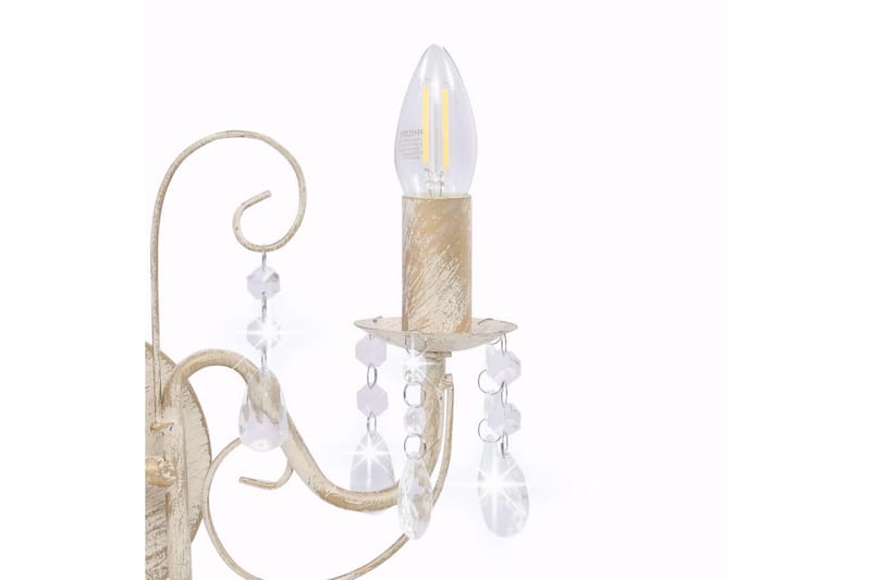 Vegglampe med perler antikk hvit 2 x E14 lysprer - Hvit - Belysning - Innendørsbelysning & Lamper - Vegglampe