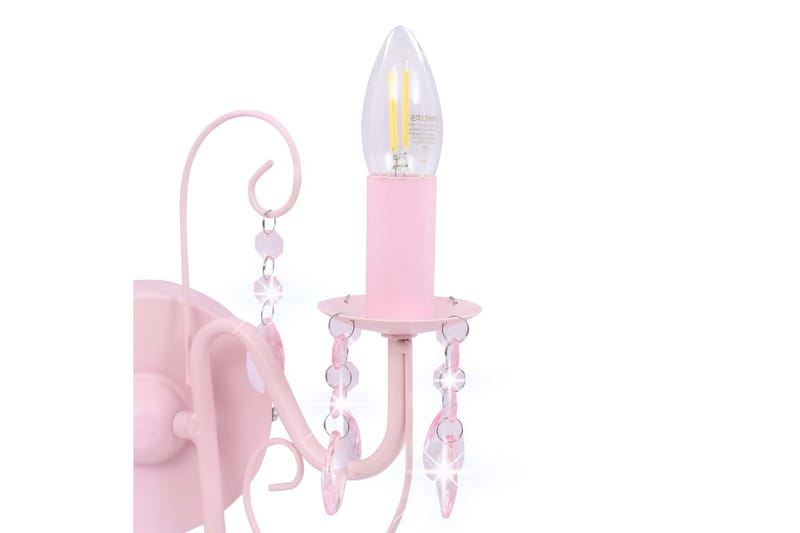 Vegglampe med perler rosa 2 x E14 lysprer - Rosa - Nattlampe vegg - Soveromslampe - Vegglampe - Veggarmatur