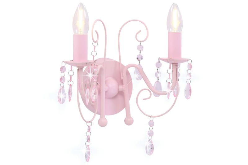 Vegglampe med perler rosa 2 x E14 lysprer - Rosa - Belysning - Innendørsbelysning & Lamper - Vegglampe