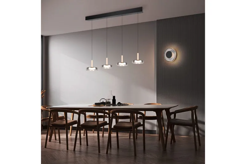 Vegglampe TRIO Celeste Matt svart/krom/tre - Matt svart/krom/tre - Belysning - Innendørsbelysning & Lamper - Vegglampe