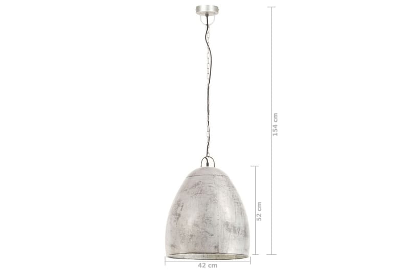 Industriell hengelampe 25 W sølv rund 42 cm E27 - Silver - Belysning - Innendørsbelysning & Lamper - Vinduslampe - Vinduslampe hengende