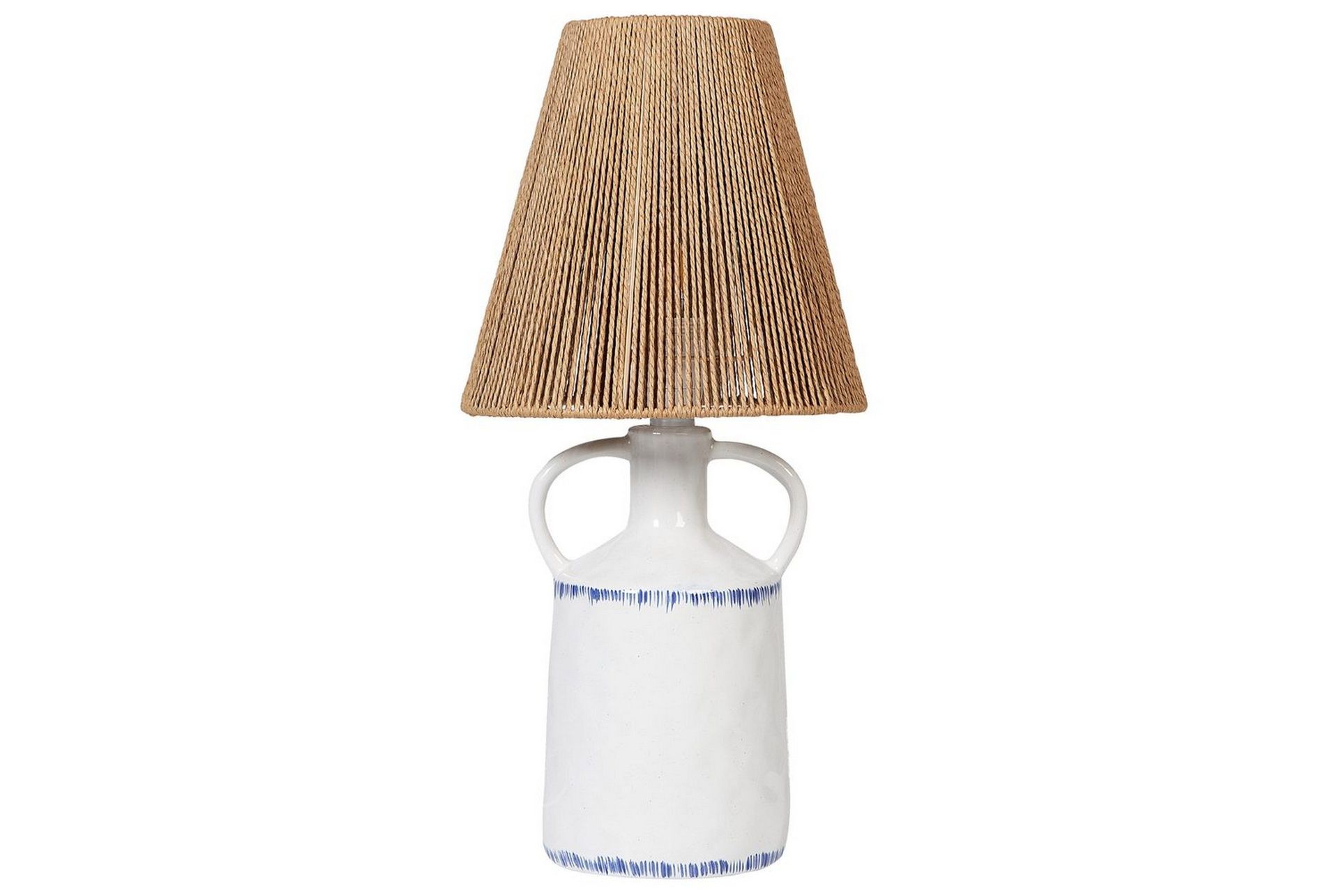 Bordlampe Hvit Keramikk 24 x 24 x 51 cm Kjegleformet papirskjerm Belysning Stue Soverom Nattlampe