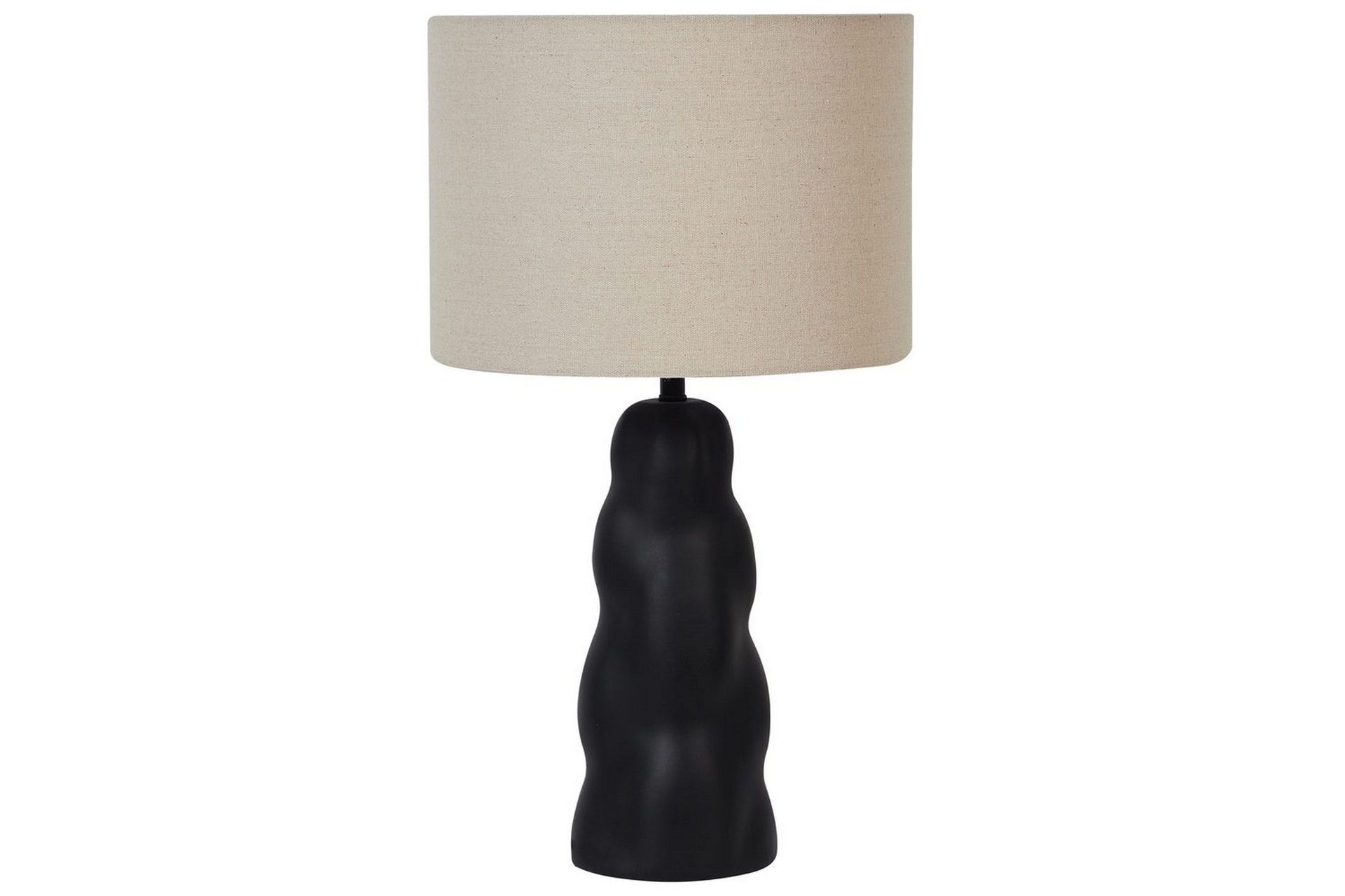 Bordlampe Svart Keramikk 30 x 30 x 51 cm Kjegleformet skjerm i beige Moderne design Belysning Stue Soverom Nattlampe