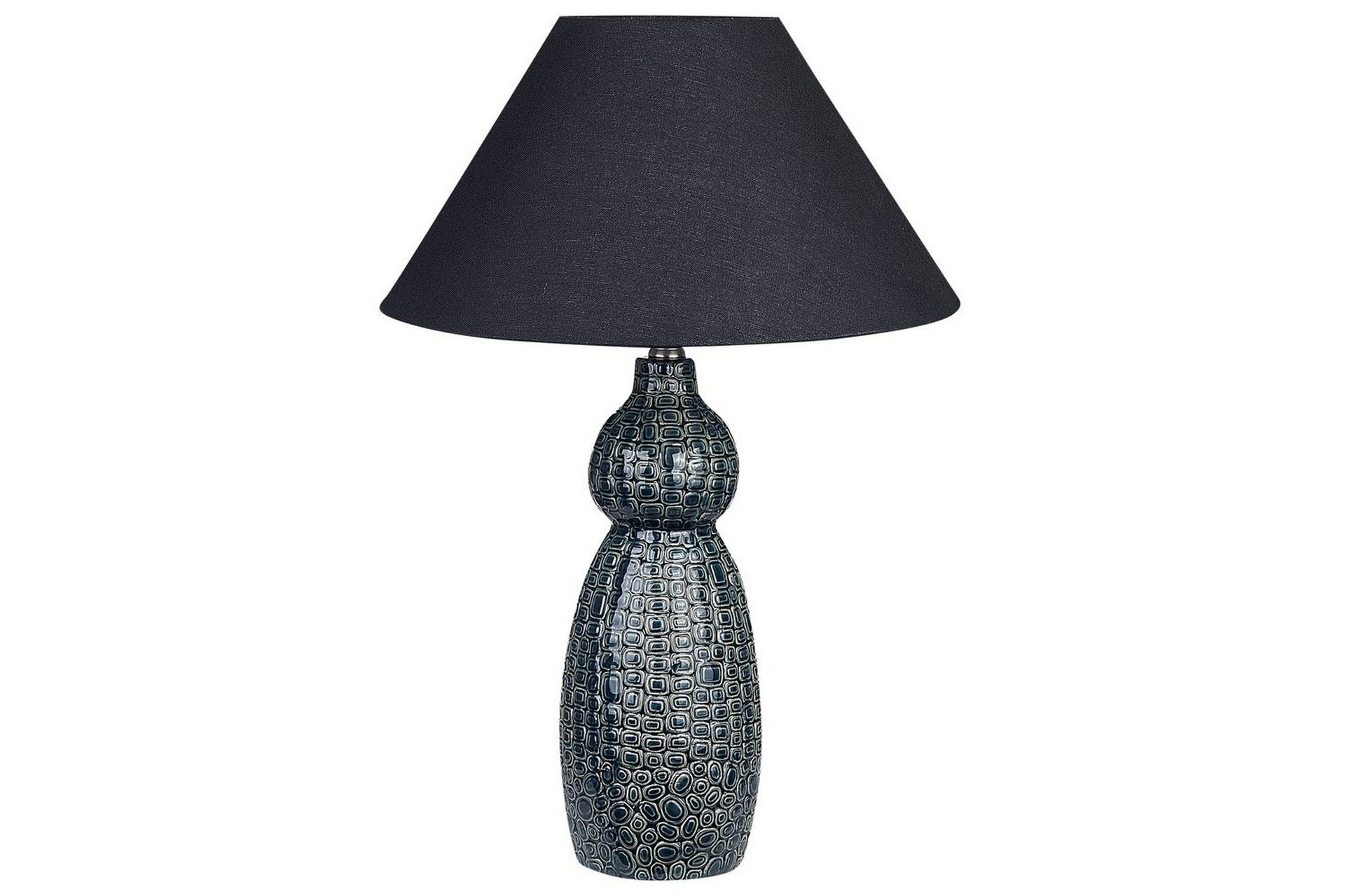 Bordlampe Mørkeblå Svart Keramikk Stoffskjerm Stemningsfull belysning Nattlampe Tilbehør Soverom Stue