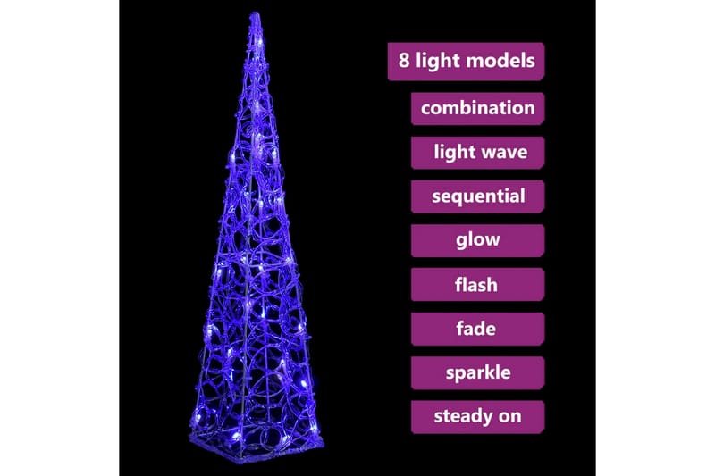 Dekorativ LED-lyskjegle i akryl blå 60 cm - Øvrig julebelysning