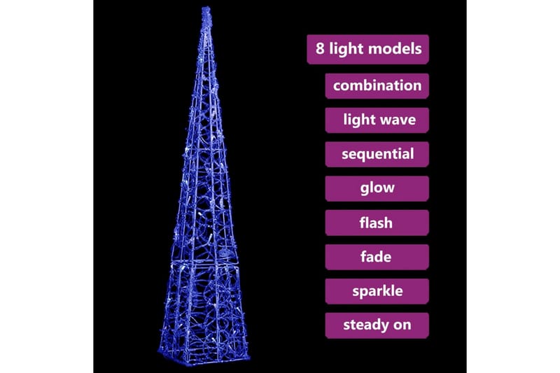 Dekorativ LED-lyskjegle i akryl blå 90 cm - Øvrig julebelysning