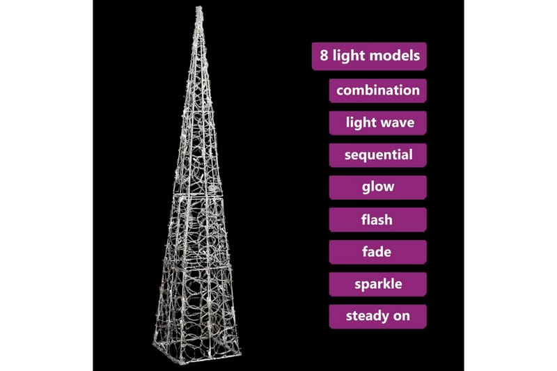 Dekorativ LED-lyskjegle i akryl kaldhvit 120 cm - Øvrig julebelysning