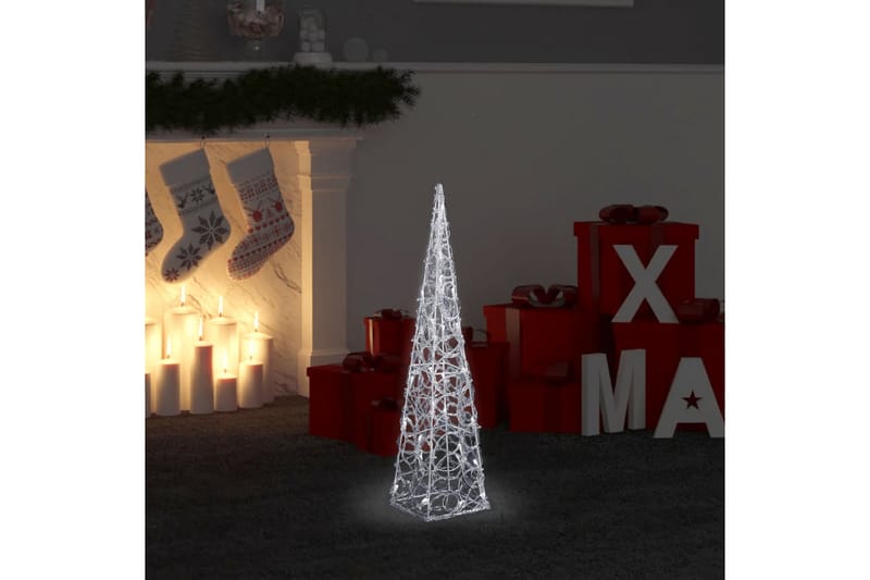 Dekorativ LED-lyskjegle i akryl kaldhvit 60 cm - Øvrig julebelysning