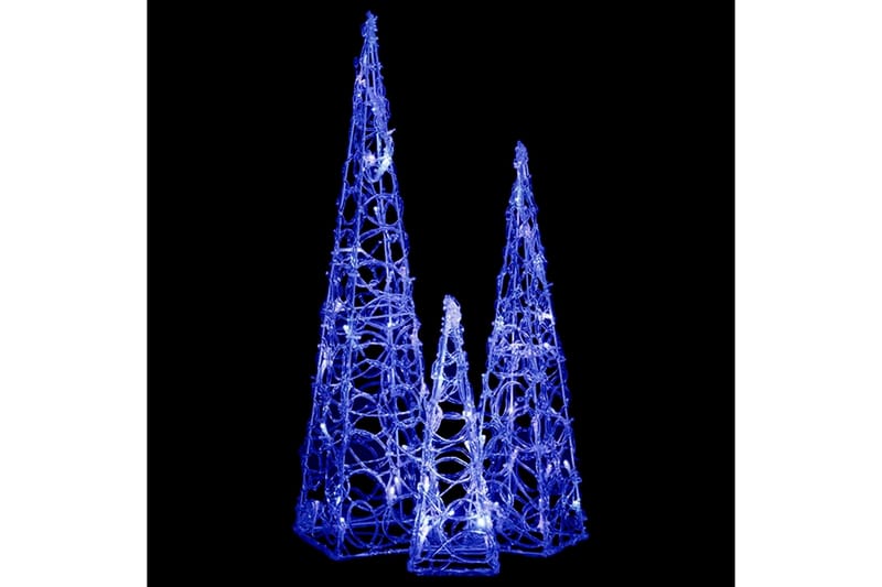 Dekorativt LED lyskjeglesett i akryl blå 30/45/60cm - Blå - Øvrig julebelysning
