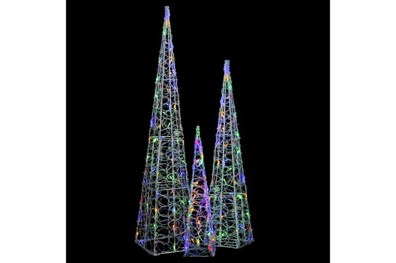 Dekorativt LED lyskjeglesett i akryl flerfarget 60/90/120cm - Flerfarget - Øvrig julebelysning