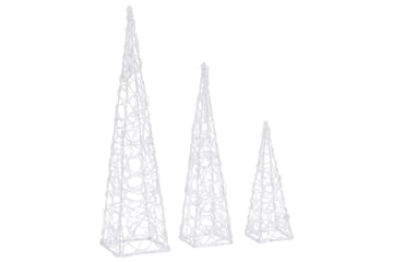 Dekorativt LED lyskjeglesett i akryl kald hvit 30/45/60cm - Belysning - Julebelysning - Øvrig julebelysning