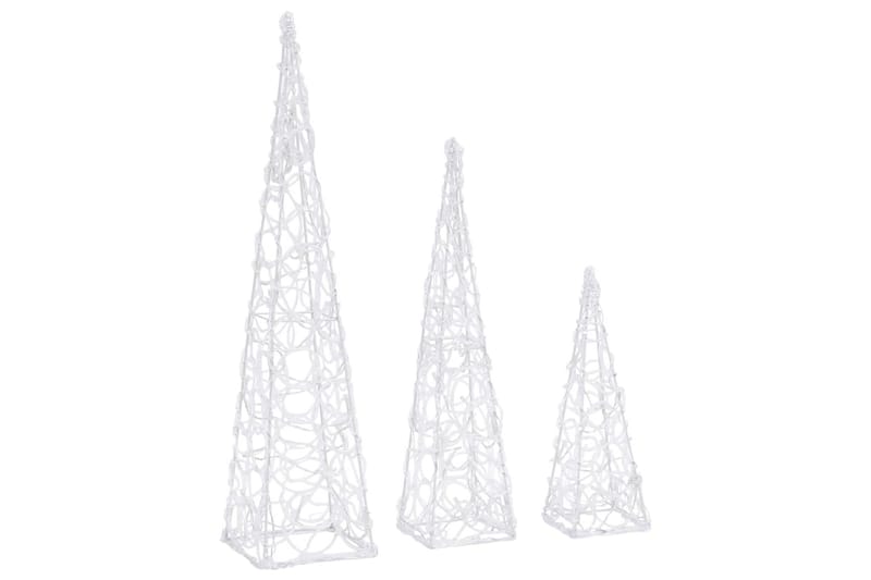 Dekorativt LED lyskjeglesett i akryl kald hvit 30/45/60cm - Belysning - Julebelysning - Øvrig julebelysning